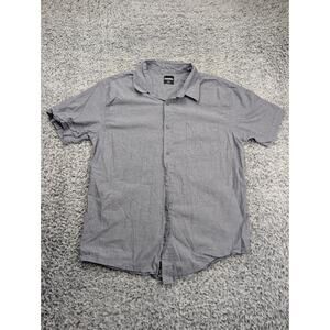 RSQ Shirt Men Large Gray Short Sleeve Preppy Casual Minimal Woven Career Outdoor